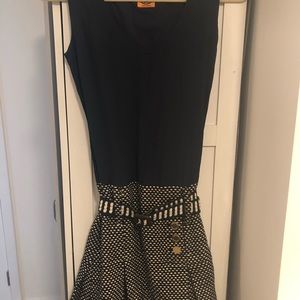 Tory Burch: Navy Silk and Tweed Tank Dress